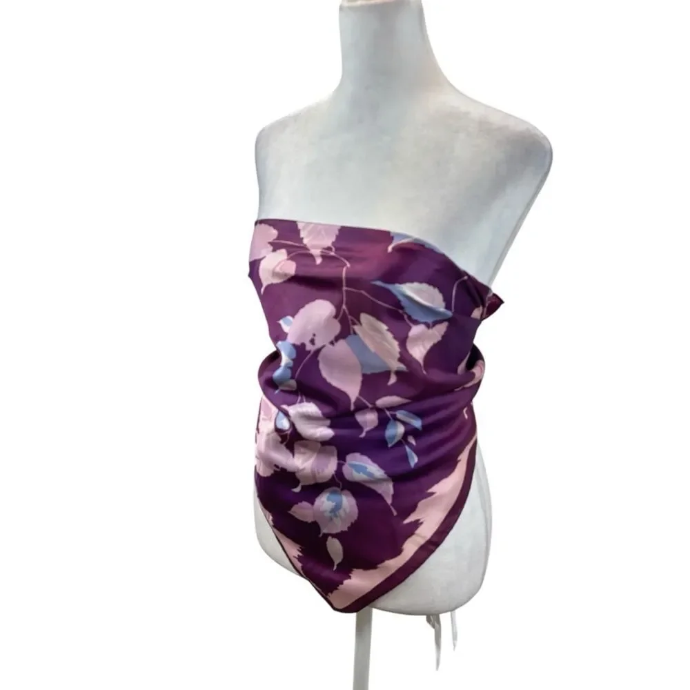 Vintage Ladies‎ Square Purple and Blue Water Repellent Scarf